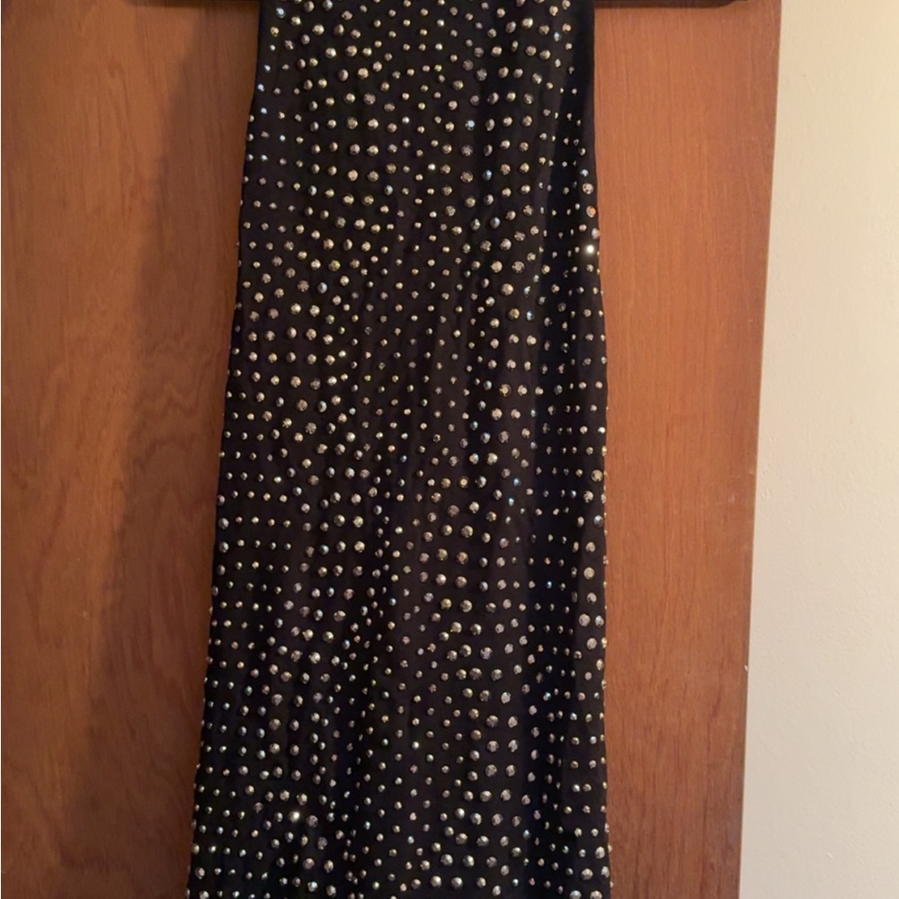 H&M Black Maxi Dress with Silver Stud Embellishments